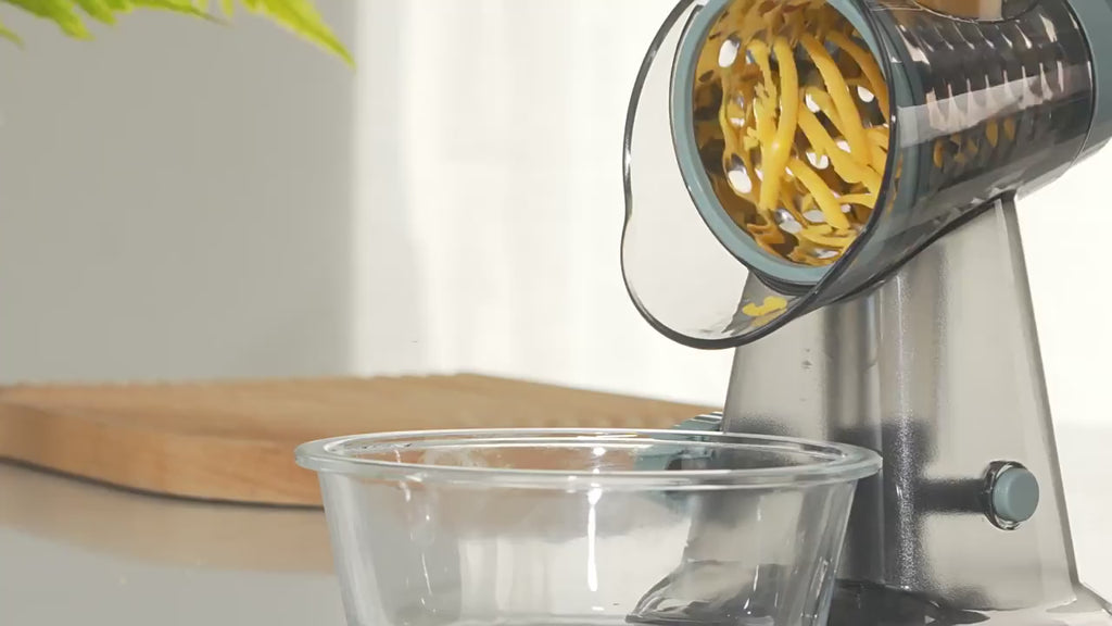 3-in-1 Trommelreibe – Schneiden, Reiben & Raspeln