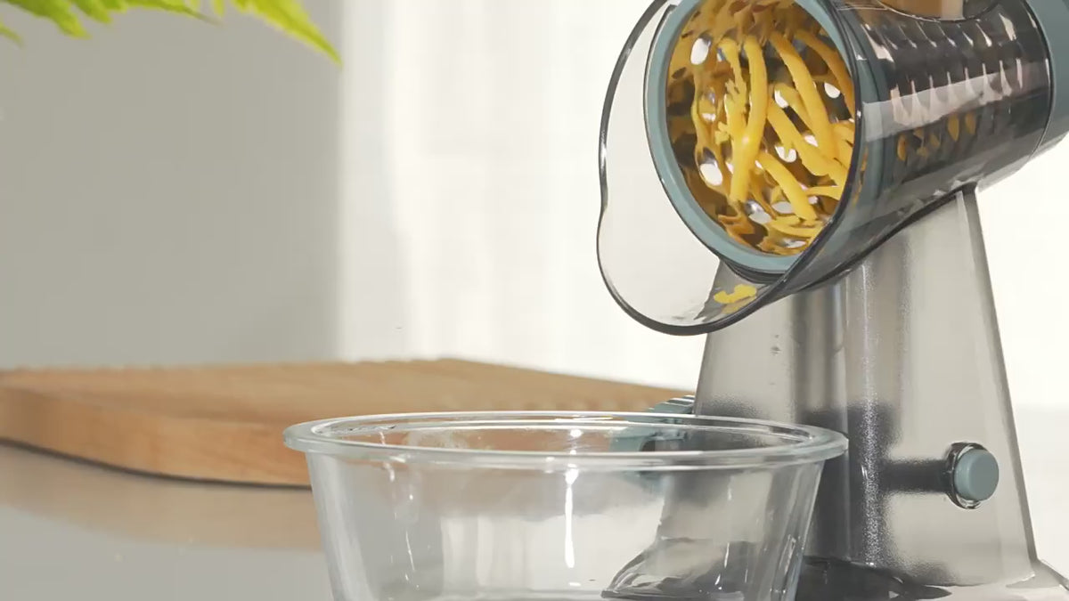 3-in-1 Trommelreibe – Schneiden, Reiben & Raspeln
